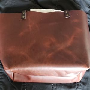 Portland leather goods large cognac tote